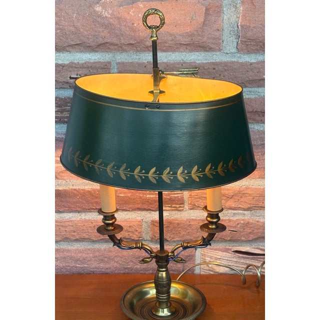 Antique French Bouilette Brass Metal Shade Table Lamp, 1930s For Sale - Image 11 of 14