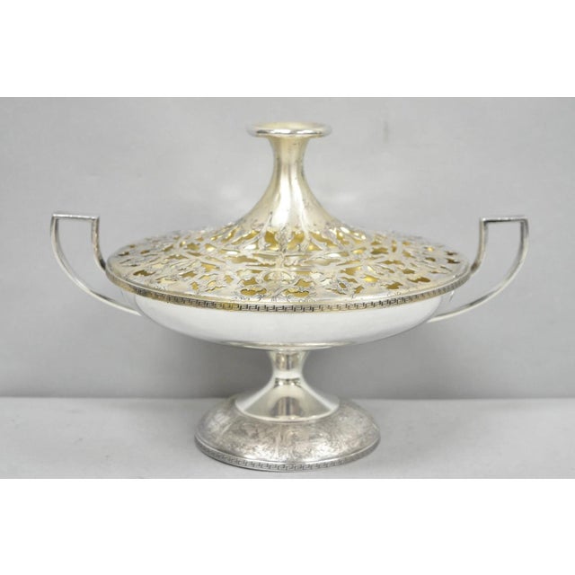 Vintage Victorian Silver Plated Flower Frog Flower Arranger Vase W Pedestal Base For Sale - Image 16 of 16