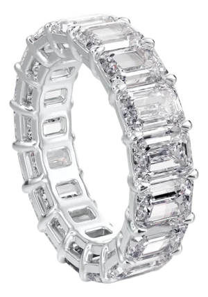 GIA Certified 7.5 Carat Emerald Eternity Band, Size 5.5