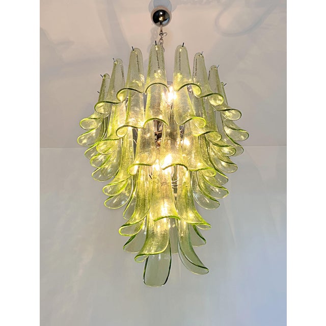 Large Italian Murano Chandelier | 52 Handblown Green Glass Petals, Hollywood Regency Style For Sale In Los Angeles - Image 6 of 6