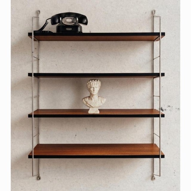 Mid-Century Modern Teak and Metal Wall Shelves, 1970s For Sale - Image 3 of 16
