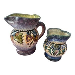 Antique Paul Fouillen Quimper Pitchers- Set of 2