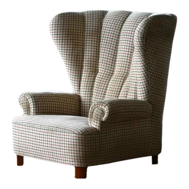 High Back Lounge Chair With Channeled Backrest Denmark, Circa 1950 For Sale