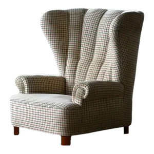 High Back Lounge Chair With Channeled Backrest Denmark, Circa 1950