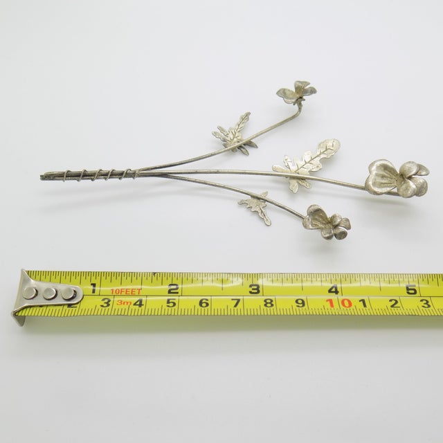 Vintage Italian Handmade Genuine Silver Orchid Branch Long Miniature, 1950s For Sale - Image 12 of 13