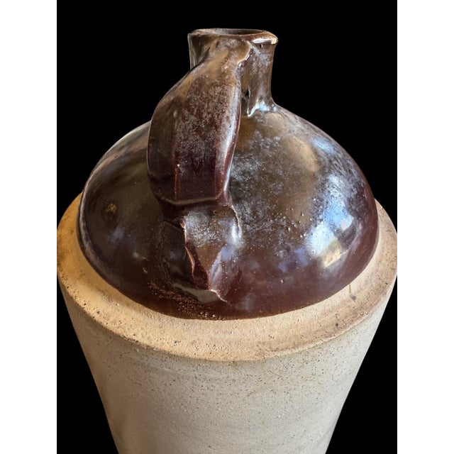 Antique American Salt-Glazed Stoneware Jug With Albany Slip Shoulder, Circa 1890 For Sale - Image 12 of 12