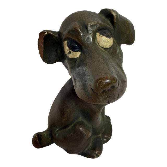 1940s Cast Iron Quizzical Sitting Puppy For Sale