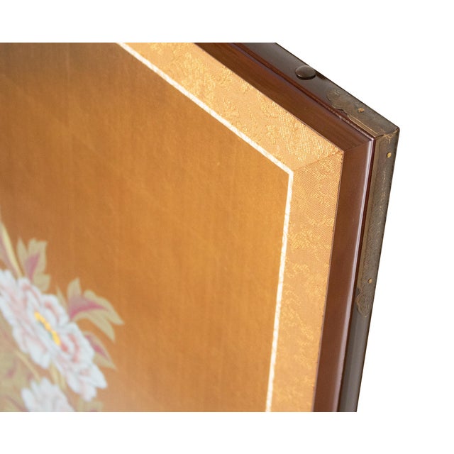 "White Peony", Japanese Late Showa Era Painted Byobu Screen For Sale - Image 15 of 18