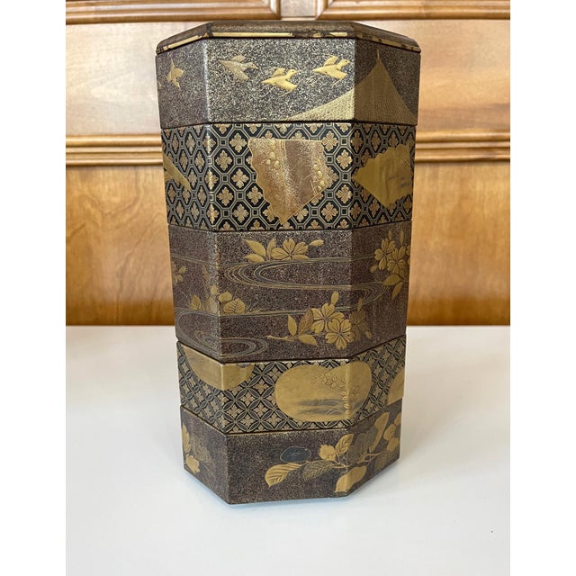 Japanese Maki-e Lacquer Stack Box Jubako For Sale - Image 16 of 18