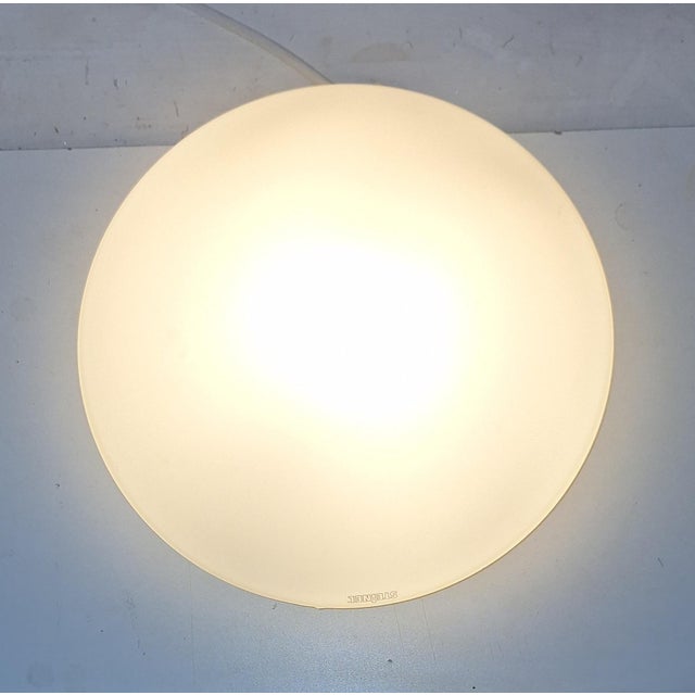 1980s Flat Vintage Ceiling Lamp with White Opal Glass Shade from Steinel, 1980s For Sale - Image 5 of 8