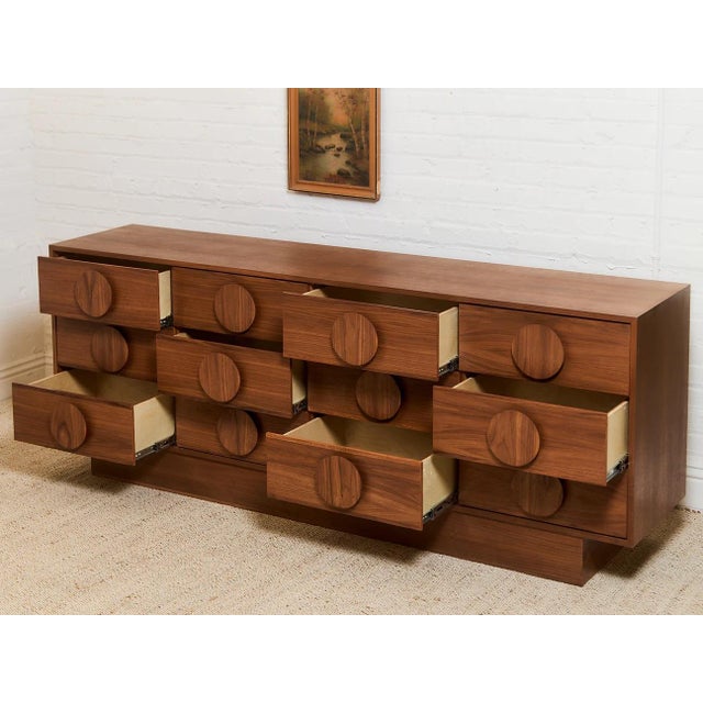 Burnt Umber Moonlight Twelve Drawer 84” Dresser For Sale - Image 8 of 12