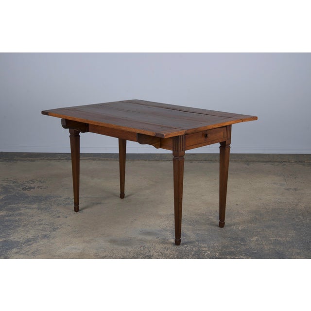 Antique French Louis XVI Neoclassical Style Walnut Drop Leaf Table For Sale - Image 11 of 12