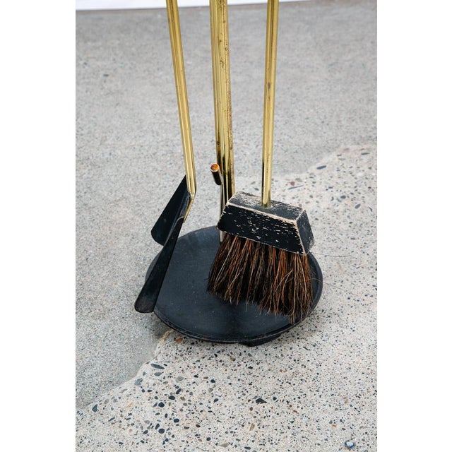 Mid Century Modern Fireplace Tools Brass Cast Iron Pilgrim Seymour Nelson Metal- 4 Pieces For Sale - Image 9 of 12