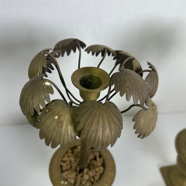 Pair of Vintage Palm Tree Candle Holders For Sale - Image 4 of 11