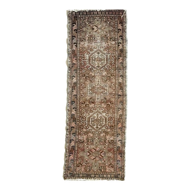 Mid 20th Century MUTED Champagne-Rosey Rust Vintage NW Tribal Karaja Rug 2 x 5.7 For Sale