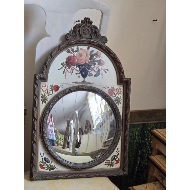 Silver Painted Clock Face Tole Bullseye Mirror For Sale - Image 8 of 12