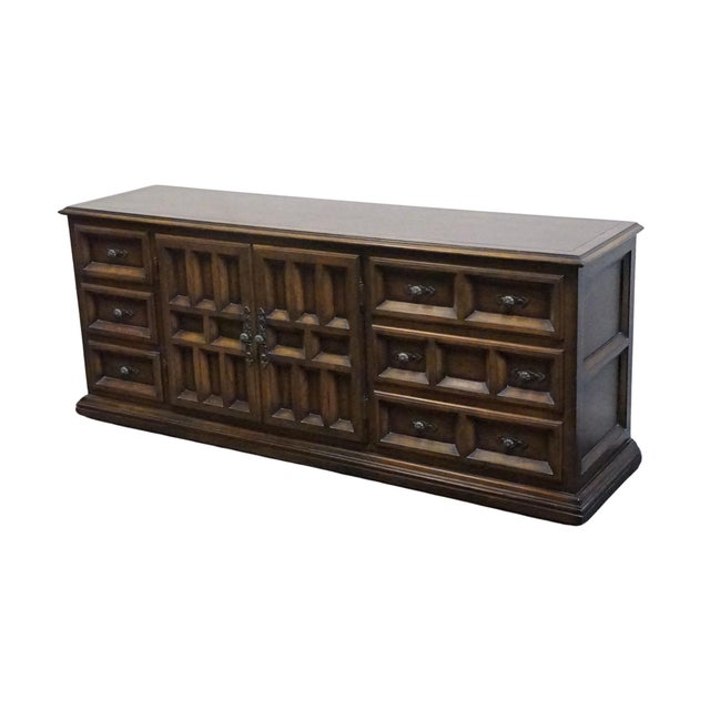 CENTURY FURNITURE Mediterranean / Southwestern Style? 76" Solid Oak? Triple Door Dresser 32" High 76" Wide 19" Deep We...