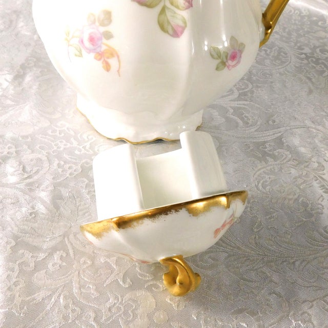 Late 18th Century Limoges Pink Floral Chocolate Pot With Four Matching Cups # 27213 For Sale - Image 9 of 18