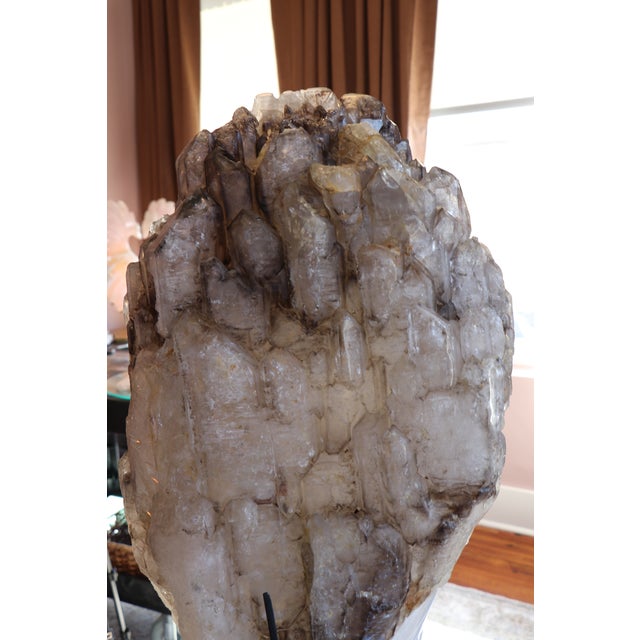 Balam: Monumental Hand-Carved Brazilian Smoky Quartz Sculpture With Natural Elestial Formation For Sale - Image 9 of 16