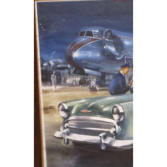 1950s Large English Hillman Car Print, Framed Under Glass For Sale - Image 5 of 11