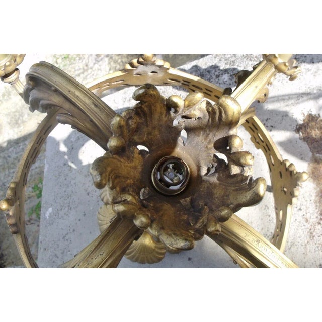 19thc French Rococo Gilt Bronze Grand Chandelier Signed F. Barbedienne For Sale In Miami - Image 6 of 12