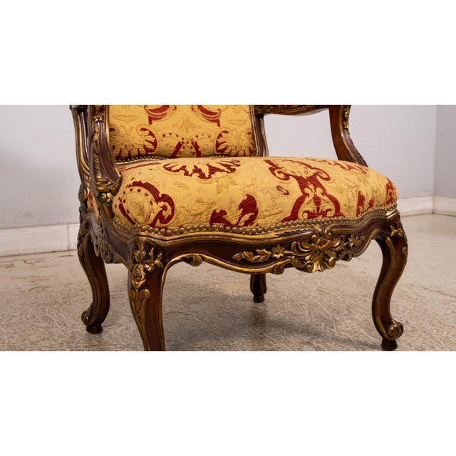 Pair of Southwood Louis XV Style Fauteuil Carved Armchairs For Sale - Image 10 of 18