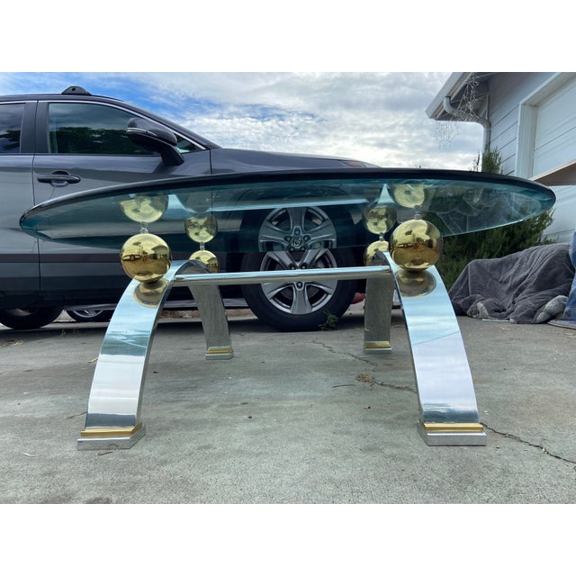 Vintage Space Age Design Chrome and Glass Atomic Coffee Table For Sale - Image 12 of 13