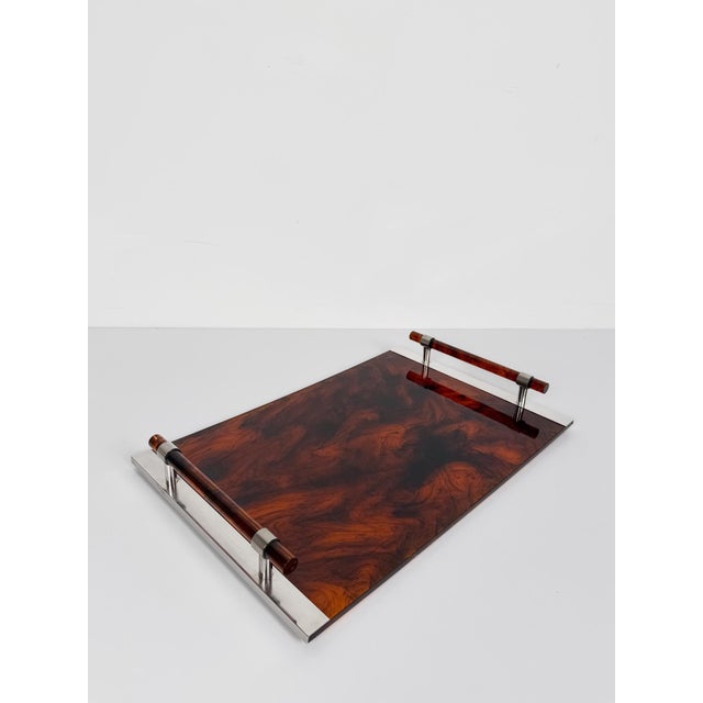 1970s Large Faux Tortoiseshell Acrylic Glass Serving Tray in the style of Christian Dior, 1970s For Sale - Image 5 of 18