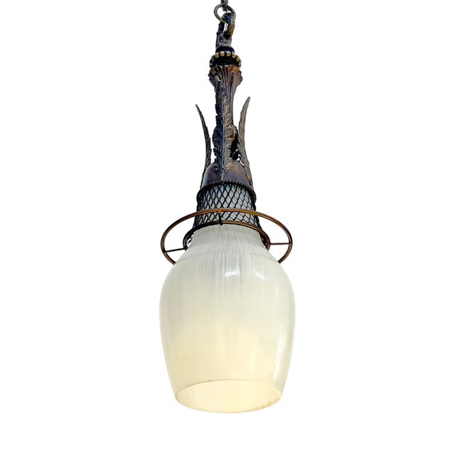 Dutch Pendant in Bronze with Brass and Glass, 1900s For Sale