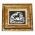 1970’s Original Folk Art Rocking Horse Block Print Chunky Gold Frame For Sale