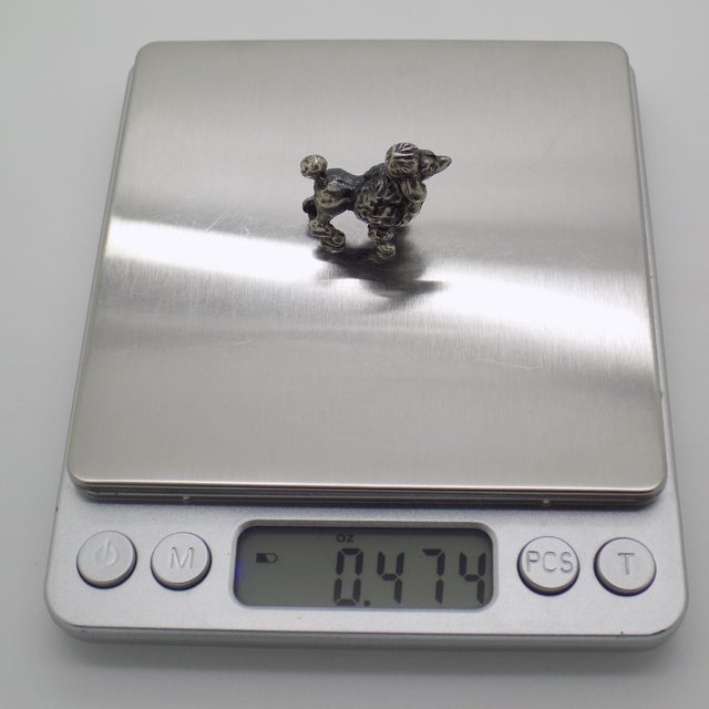 Vintage Italian Handmade Genuine Silver Poodle Dog Rare Micro Dollhouse Miniature For Sale - Image 9 of 10
