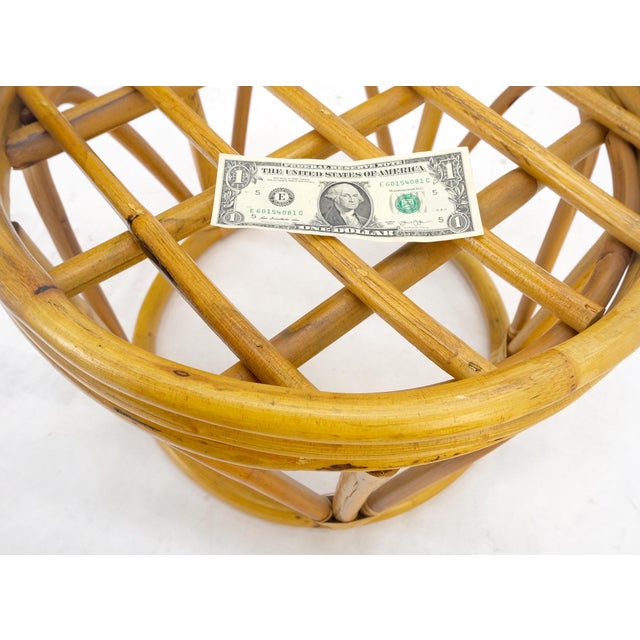 Round Mid Century Modern Blue Upholstery Ottoman Foot Stool Bench Pouf MINT! For Sale - Image 9 of 9