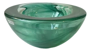 Vintage Green Atoll Art Glass Bowl by Anna Ehrner for Kosta Boda, 1980s
