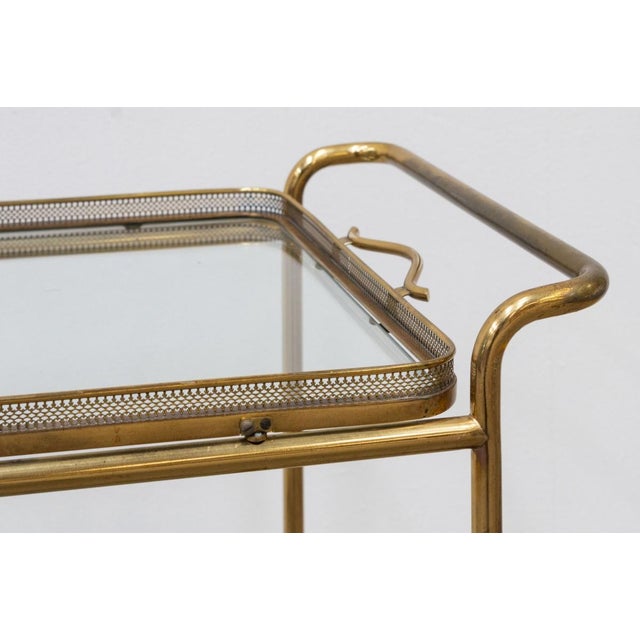 Brass and Glass Food Trolley, 1950s For Sale - Image 4 of 11