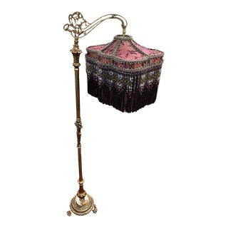 Handcrafted Victorian Style Beaded Shade Floor Lamp For Sale