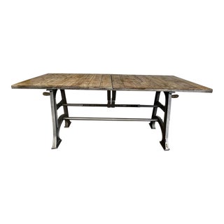 Restoration Hardware Cast Iron and Solid Wood Expandable Table For Sale