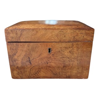 Antique Victorian Burr Walnut Tea Caddy For Sale