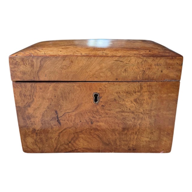 Antique Victorian Burr Walnut Tea Caddy For Sale
