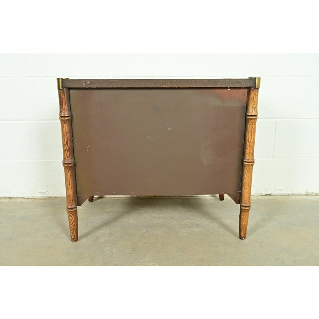 Mid-Century Hollywood Regency Campaign Carved Walnut Faux Bamboo Nightstand by Stanley, Circa 1960s For Sale - Image 14 of 15