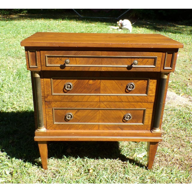 Vintage Italian Neoclassical Style Olivewood Server Chest Table Nightstand For Sale - Image 11 of 17
