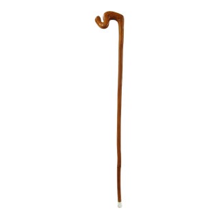 1920s Handcrafted Curled Wood Handle Wooden Walking Stick Cane For Sale