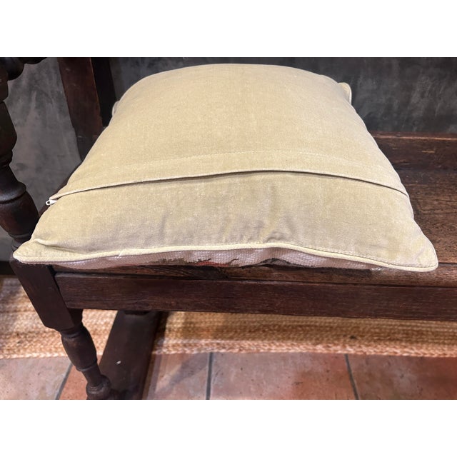 Pretty Vintage Wool Floral Needlepoint Pillow With Velvet Back For Sale - Image 4 of 10