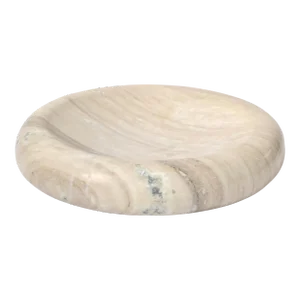 Mid-Century Modern Round Tan Beige Carrara Marble Bowl Centerpiece Italy