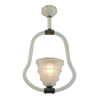 1920s Italian Blown-Glass Murano "Harp" Chandelier, Twisted Glass, Perfect Condition All Original For Sale