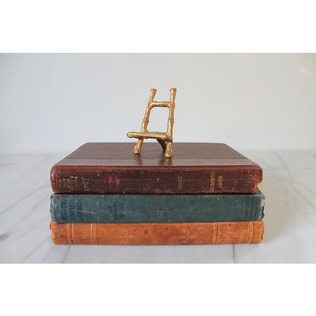 Hollywood Regency Vintage Miniature Hollywood Regency-Style Brass Faux Bamboo Tabletop Easel For Sale - Image 3 of 12