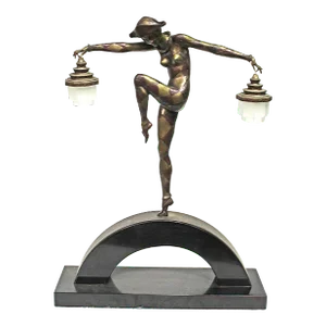 Vintage Contemporary Modern Bronze Figurine Lamp