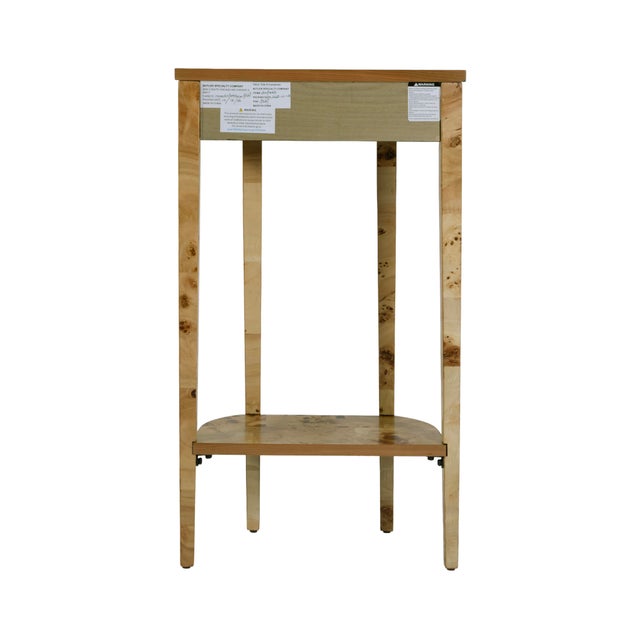 Wendell 17.5 in. W Demilune Wood Console Table with Lower Open Shelf, Light Burl For Sale In Chicago - Image 6 of 8