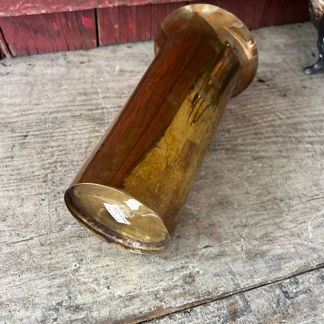Vintage Brass Fluted Vase 9"x5" India Handmade Decorative Accent For Sale In Kansas City - Image 6 of 11