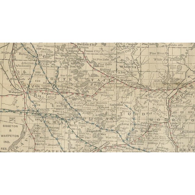 Antique Minnesota Map by Rand McNally, 1888 For Sale - Image 6 of 13