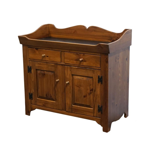 ETHAN ALLEN Country Craftsman Solid Pine Rustic Early American 32" Dry Sink Cabinet 19-6325 48" High 32" Wide 21.5" Deep...
